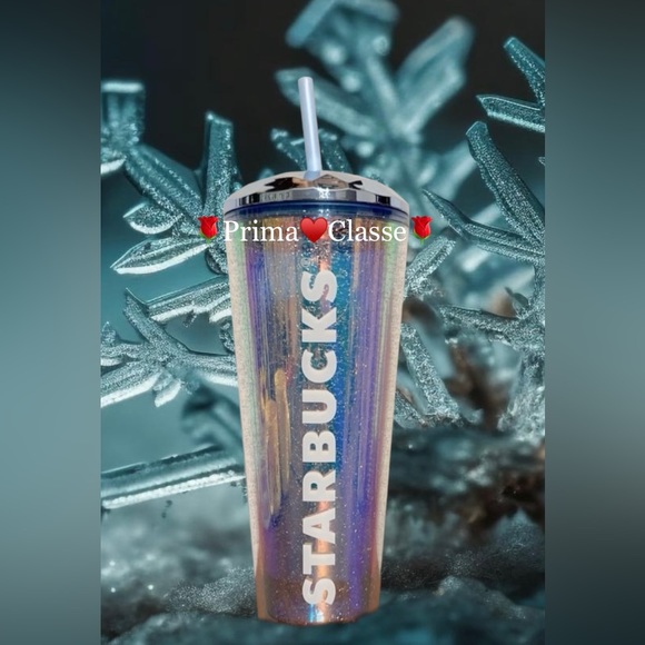 Starbucks Blue Dome Cup Glitter Chromatic Iridescent Tumbler 24oz Holiday New - Picture 7 of 8